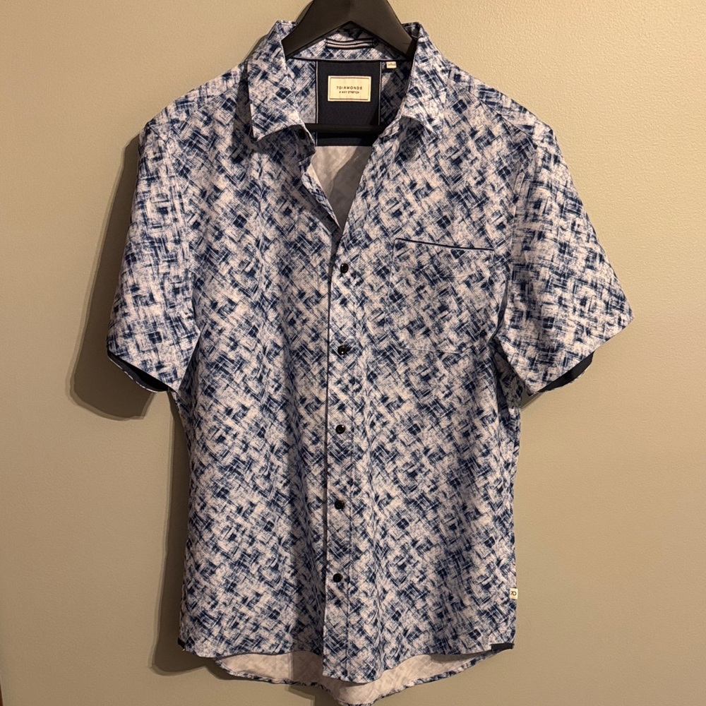 7 Diamonds Blue and White Casual Shirt